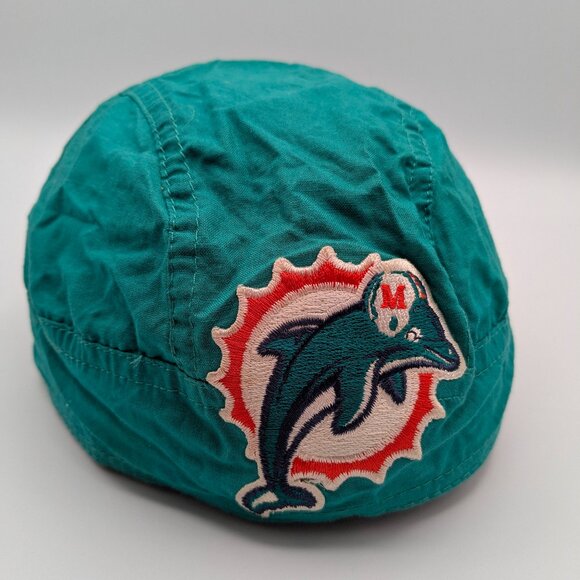 NFL Miami Dolphins 1990's Vintage Logo Tie-Back Skull Cap Durag Welders Cap - Picture 1 of 8